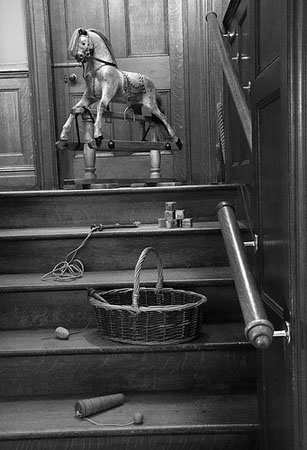 rocking horse on stairs